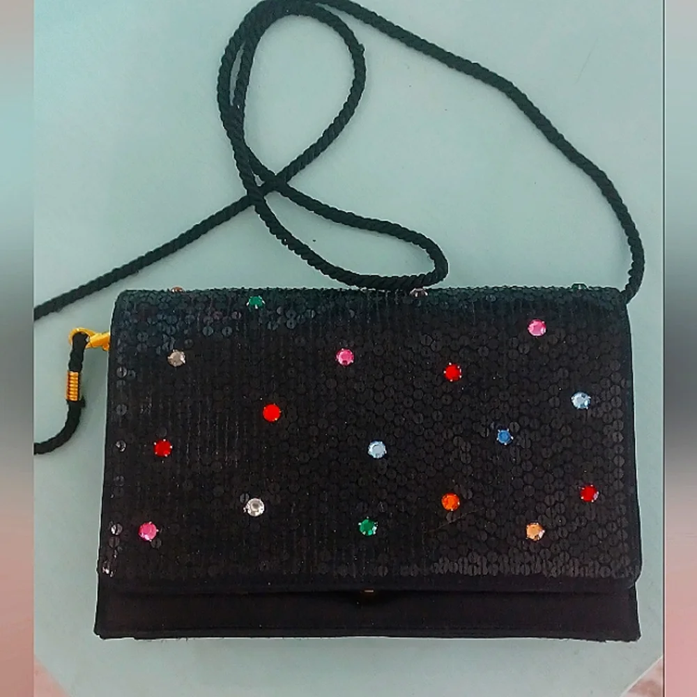 Cross body Susan Bennis warren edwards  silky  with rhinestone ENC 199 retail